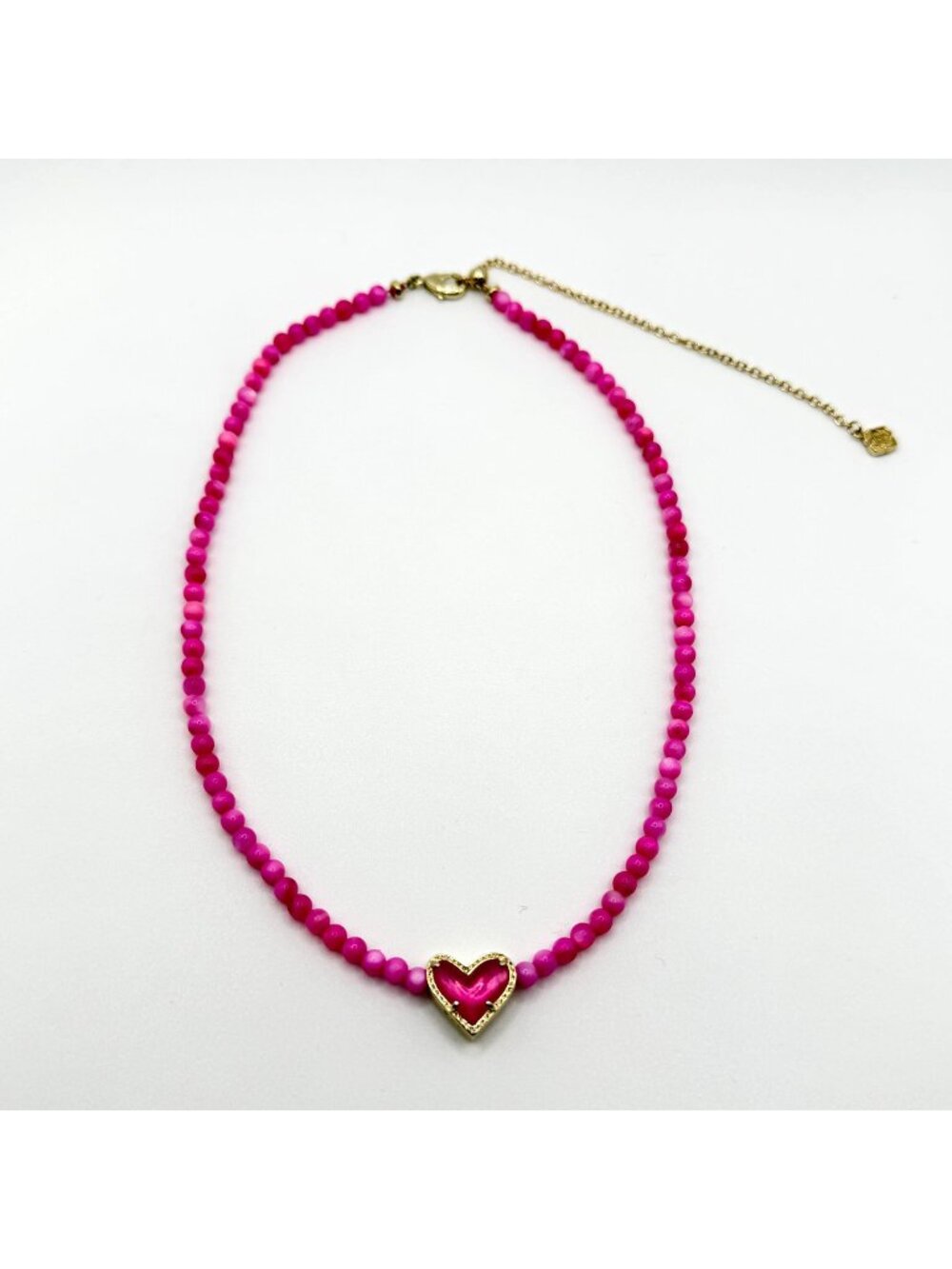 Kendra Scott Pink Beaded Necklace With Gold-Tone Heart Pendant